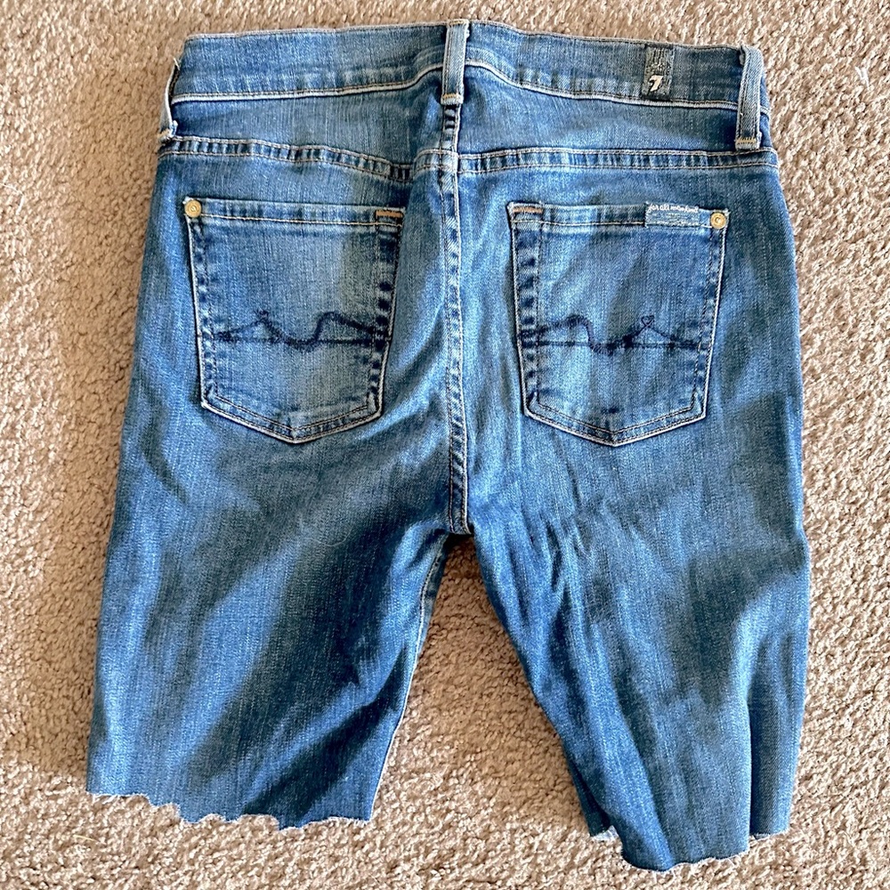 7 For All Mankind Skinny Jeans Cut Off Shorts Sz 25 Medium Wash*vintage